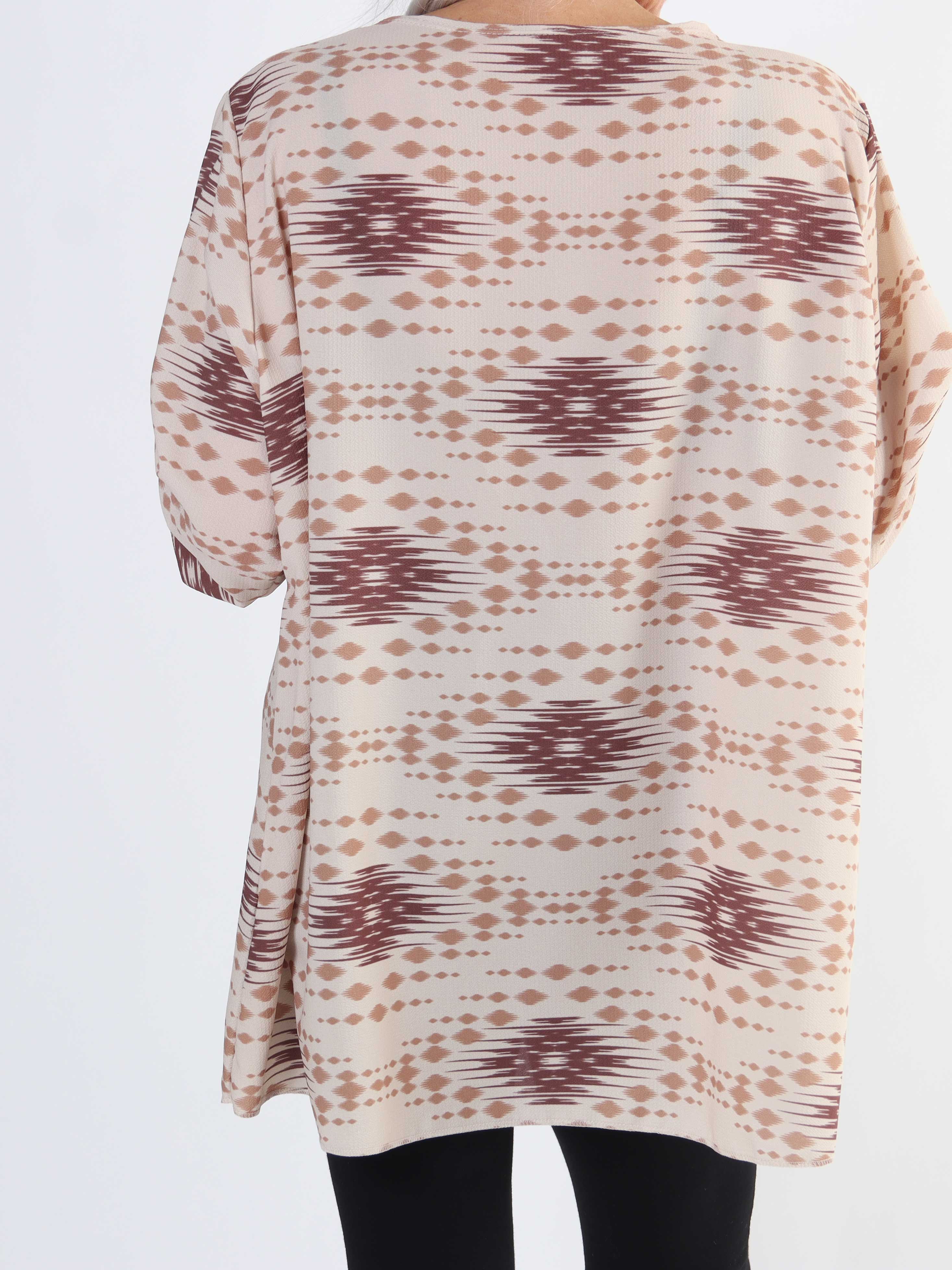 Claudia Pattern - Plus size tunika med print og lynlås